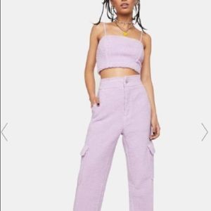 Lilac Purple Sherpa Pant Shirt Jacket 3 Piece Set